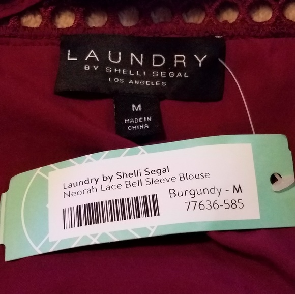 NEW Burgundy lace top w/ bell sleeves Stitch Fix - Picture 5 of 8